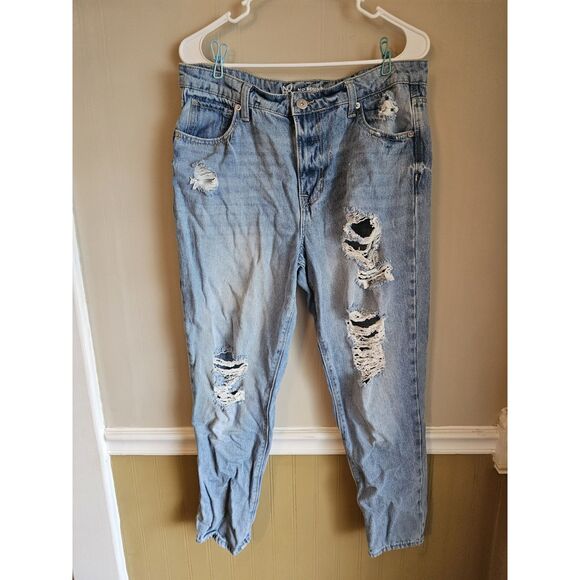 No Boundaries Womens High Rise Slim Fit Jeans Blue Distressed Size 13 - Picture 1 of 5